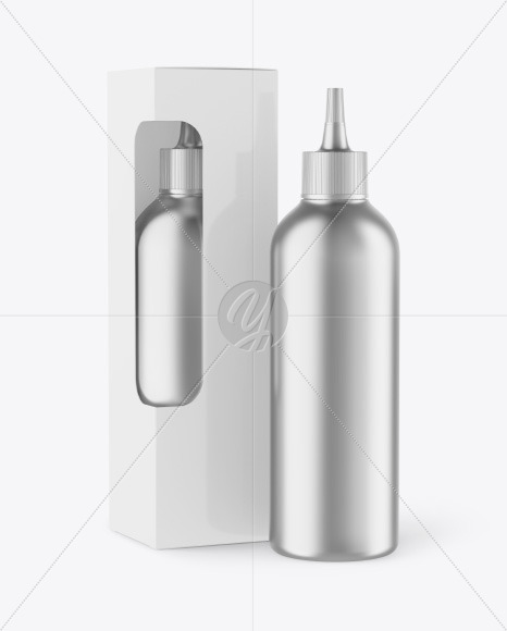 Metallic Bottle w  Box Mockup PSD #3