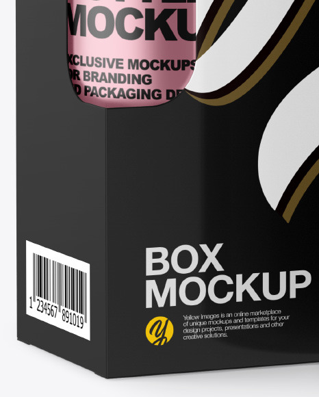 Metallic Bottle w  Box Mockup PSD #1