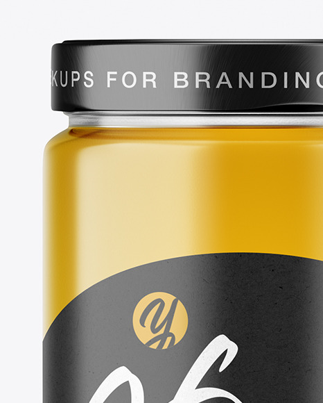Clear Glass Honey Jar Mockup PSD #2