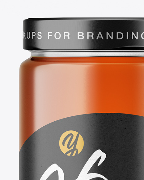 Clear Glass Honey Jar Mockup PSD #2