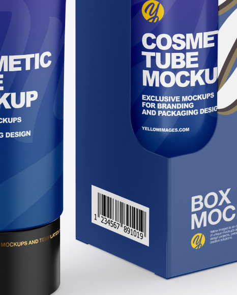 Matte Cosmetic Tube w  Box Mockup PSD #1