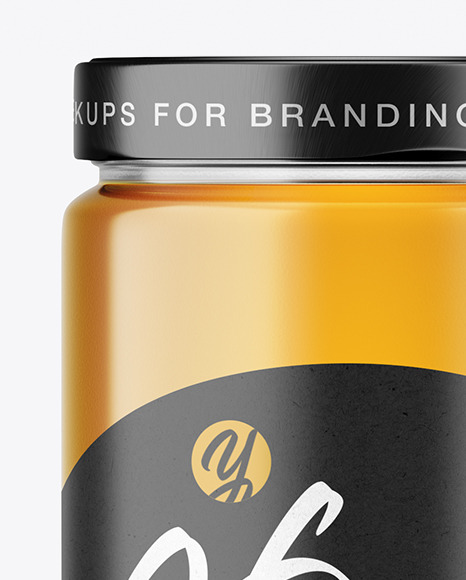 Clear Glass Honey Jar Mockup PSD #2