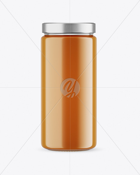 Clear Glass Raw Honey Jar Mockup PSD #3