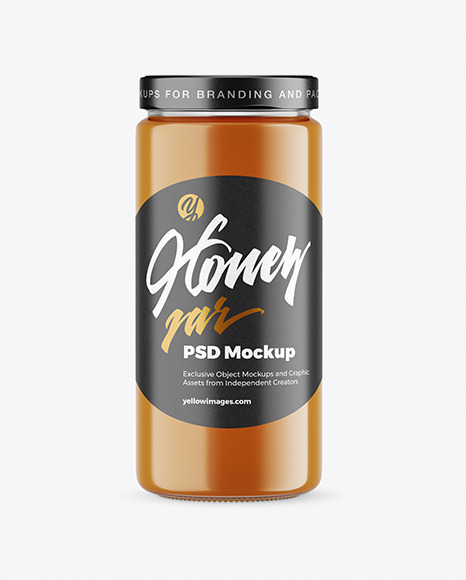 Clear Glass Raw Honey Jar Mockup