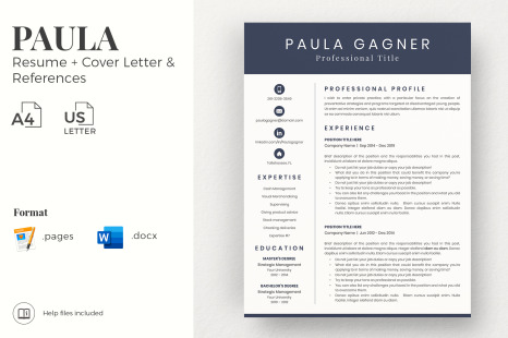 Modern and Professional Resume Layout, Cover Letter and References page