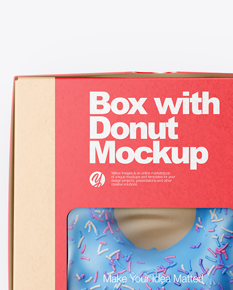 Download Kraft Box With Donut Mockup In Box Mockups On Yellow Images Object Mockups