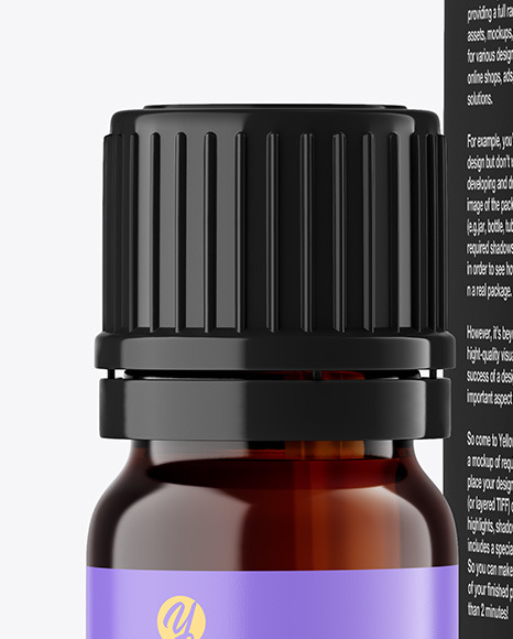 Dark Amber Glass Bottle with Box Mockup PSD #1