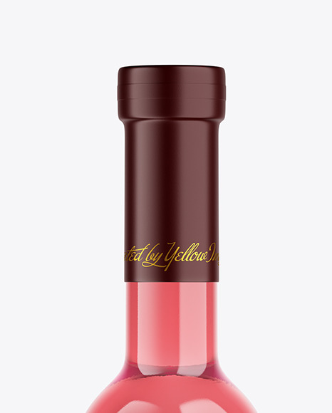 Clear Glass Pink Wine Bottle Mockup PSD #2