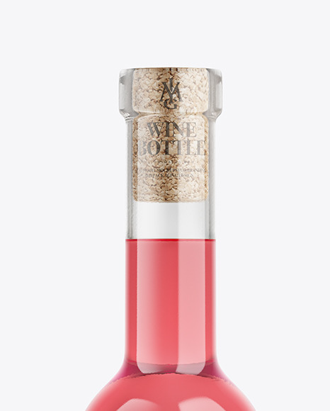 Clear Glass Pink Wine Bottle Mockup PSD #1