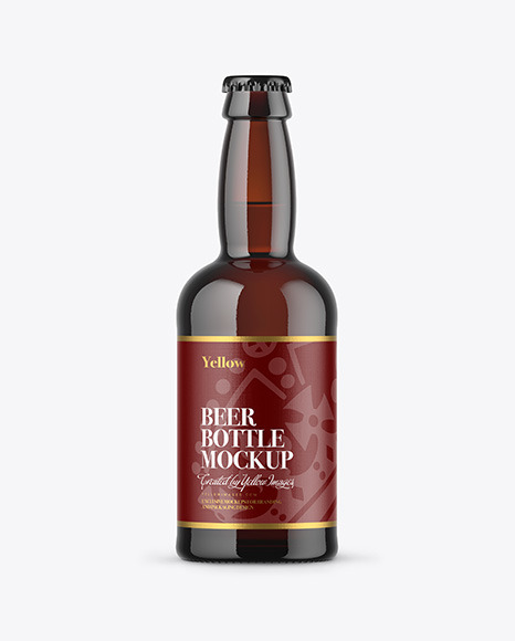 330ml Dark Amber Beer Bottle Mockup PSD #2