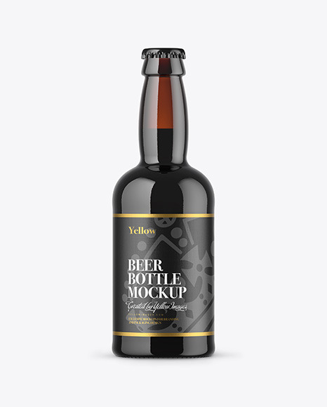 330ml Dark Amber Stout Beer Bottle Mockup PSD #2