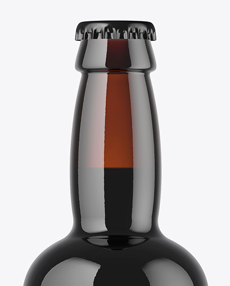 330ml Dark Amber Stout Beer Bottle Mockup PSD #3