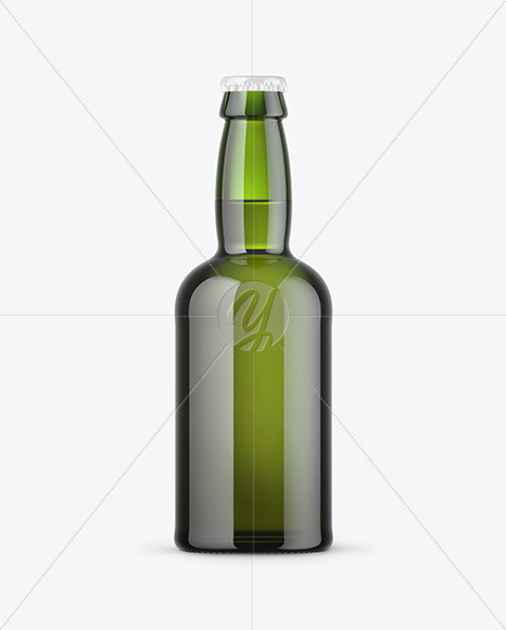 330ml Green Glass Beer Bottle Mockup PSD #1