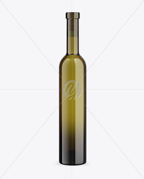 Antique Green Glass White Wine Bottle Mockup