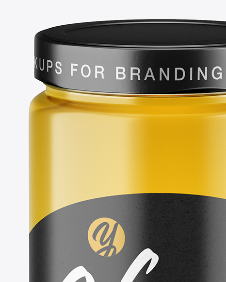 Clear Glass Honey Jar Mockup PSD #2