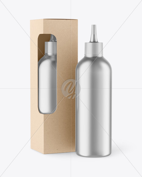 Metallic Bottle w  Kraft Box Mockup PSD #3
