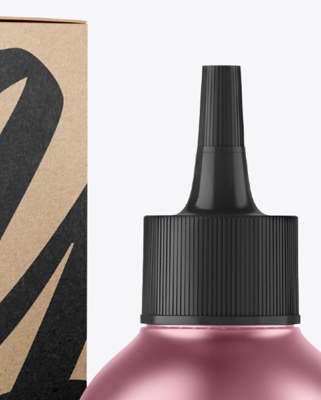 Metallic Bottle w  Kraft Box Mockup PSD #2