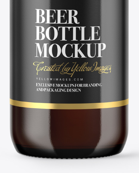 Amber Beer Bottle Mockup PSD #1