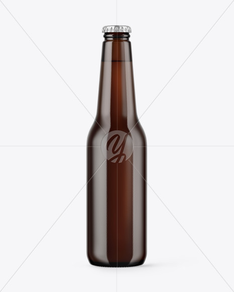 Amber Beer Bottle Mockup PSD #3