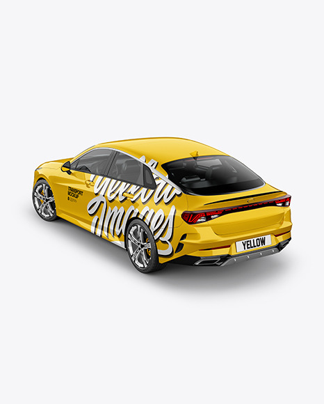 Sedan Mockup - Back Half Side View (High-Angle Shot)