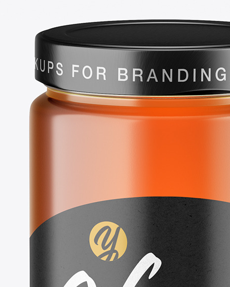 Clear Glass Honey Jar Mockup PSD #2