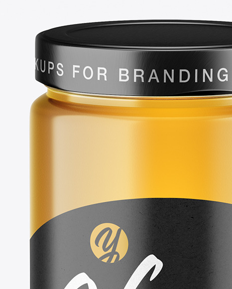 Clear Glass Honey Jar Mockup PSD #2