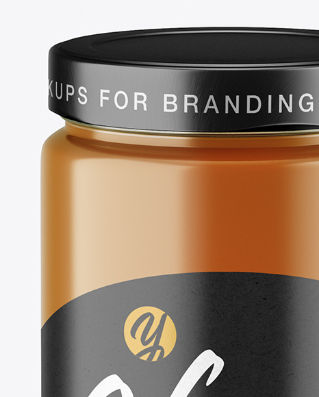 Clear Glass Raw Honey Jar Mockup PSD #2