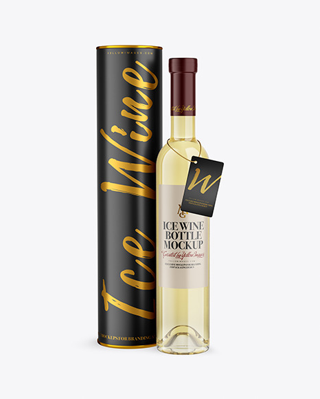 Clear Glass White Wine Bottle With Tube Mockup