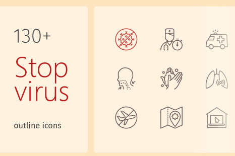 Stop virus outline iconset