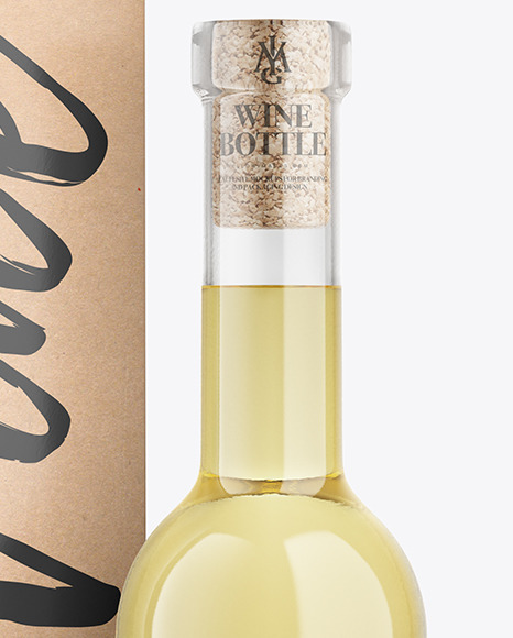 Download Clear Glass White Wine Bottle With Box Mockup In Bottle Mockups On Yellow Images Object Mockups