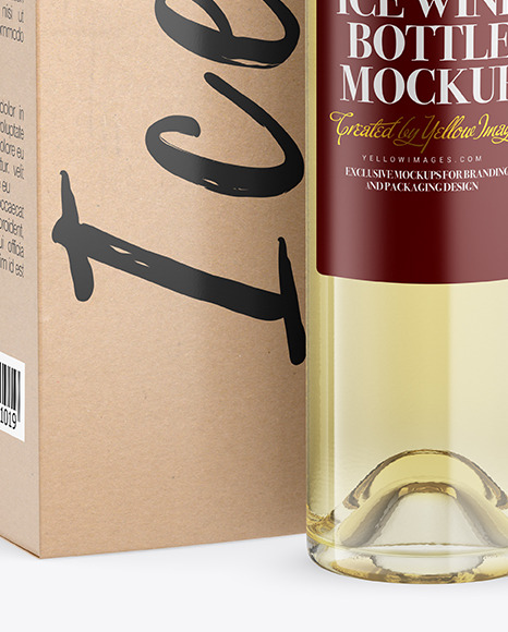 Download Clear Glass White Wine Bottle With Box Mockup In Bottle Mockups On Yellow Images Object Mockups