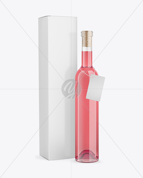 Download Clear Glass Pink Wine Bottle With Box Mockup In Bottle Mockups On Yellow Images Object Mockups