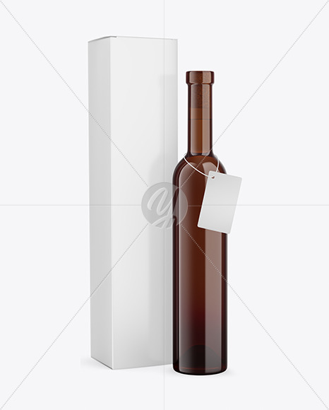 Amber Glass White Wine Bottle With Box Mockup PSD #3