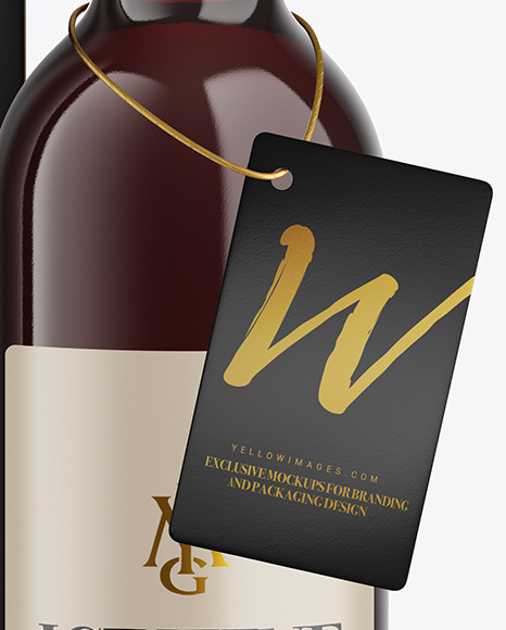 Download Amber Glass Red Wine Bottle With Box Mockup In Bottle Mockups On Yellow Images Object Mockups