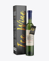 Green Glass White Wine Bottle With Box Mockup