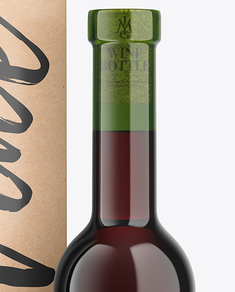 Download Green Glass Red Wine Bottle With Box Mockup In Bottle Mockups On Yellow Images Object Mockups