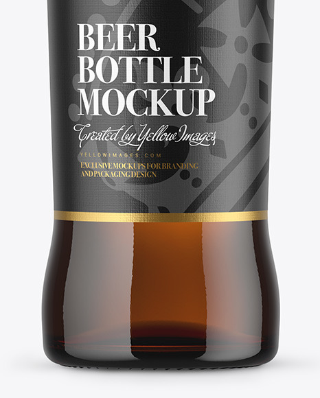 500ml Amber Beer Bottle Mockup PSD #4