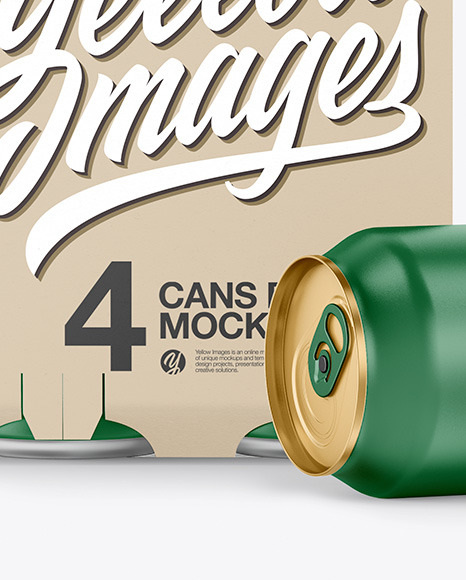 Download Carton Carrier W 4 Matte Cans Mockup In Can Mockups On Yellow Images Object Mockups