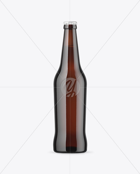 500ml Dark Amber Beer Bottle Mockup PSD #1