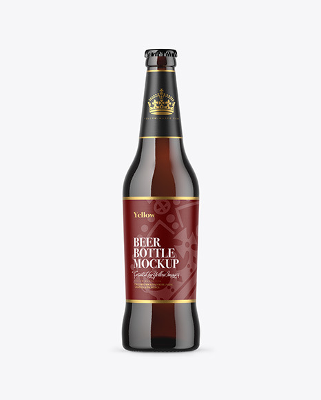 500ml Dark Amber Beer Bottle Mockup PSD #2