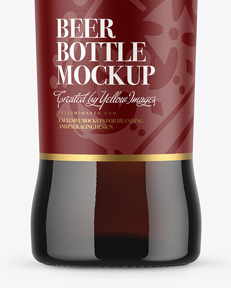 500ml Dark Amber Beer Bottle Mockup PSD #4