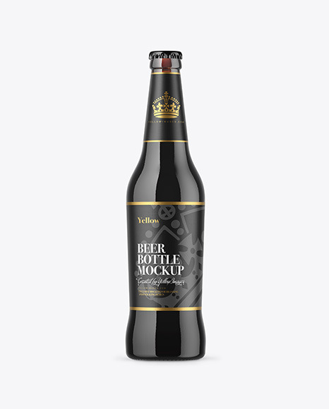 500ml Dark Amber Stout Beer Bottle Mockup PSD #2