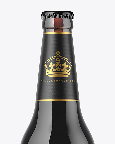 500ml Dark Amber Stout Beer Bottle Mockup PSD #3