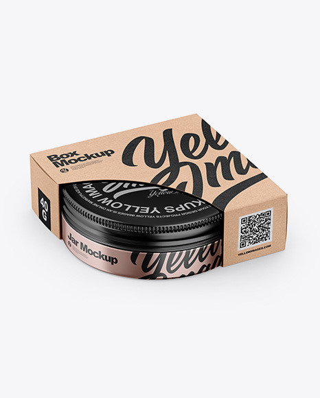Glossy Metallic Jar W  Kraft Box Mockup PSD #2