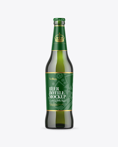 500ml Green Glass Beer Bottle Mockup PSD #2