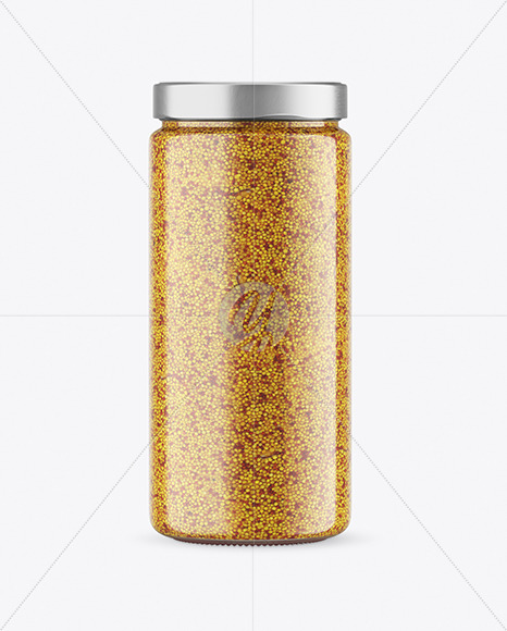 Сlear Glass Jar with Wholegrain Mustard Mockup