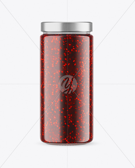 Сlear Glass Jar with Raspberry Jam Mockup