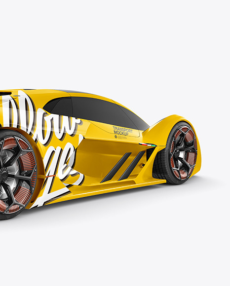 Super Car Mockup - Back Half Side View