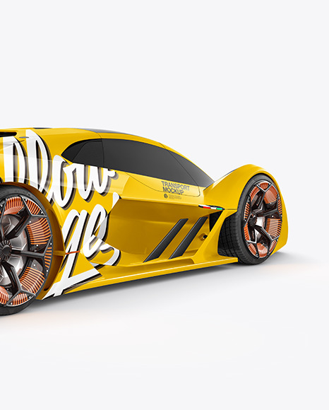 Super Car Mockup   Back Half Side View PSD #2
