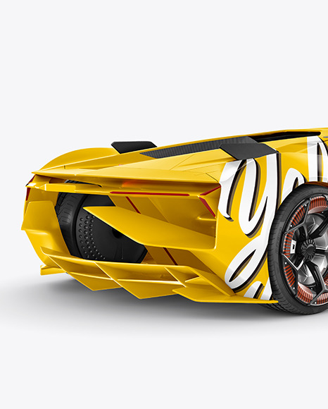 Super Car Mockup   Back Half Side View PSD #1